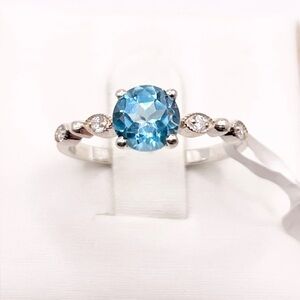 Size 5.5 Swiss Blue Topaz 925 Sterling Silver Ring